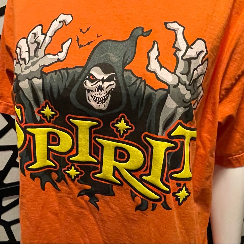 RARE / HTF Spirit Halloween Shirt - Orange with oversized graphics - Dumbgood